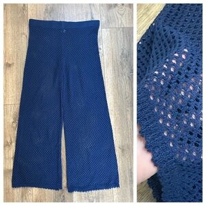 NWOT! Shade & Shore Women’s Crochet Open Knit Pants, Swim Cover Up, Navy, XL 16